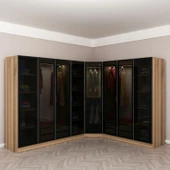 Minar Kale 190 8 Füme Cam Kapaklı 4Ç Köşe Dolap Dore Füme Cam thumbnail 2