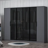 Minar Kale Luxe Soft 6 Kapaklı Mebran+Cam Dolap-Antrasit thumbnail 1