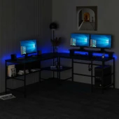 Minar Greta Köşe Masa Set (Led Işıklı) - Mat Siyah - 5
