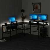 Minar Greta Köşe Masa Set (Led Işıklı) - Mat Siyah - 1