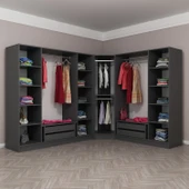 Minar Kale 190 8 Füme Cam Kapaklı 4Ç Köşe Dolap Antrasit Füme Cam thumbnail 5