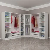 Minar Kale 190 8 Füme Cam Kapaklı 4Ç Köşe Dolap Beyaz Füme Cam thumbnail 4