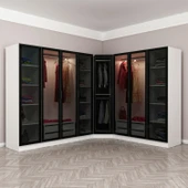 Minar Kale 190 8 Füme Cam Kapaklı 4Ç Köşe Dolap Beyaz Füme Cam thumbnail 1