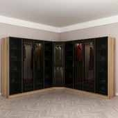 Minar Kale 190 9 Füme Cam Kapaklı 4Ç Köşe Dolap Dore Füme Cam thumbnail 2