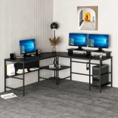 Minar Greta Köşe Masa Set (Led Işıklı) - Mat Siyah - 2