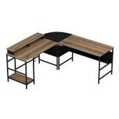 Minar Greta Köşe Masa Set (Led Işıklı) - Dore-Siyah - 7