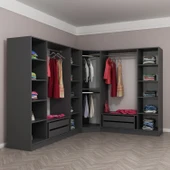 Minar Kale 190 8 Füme Cam Kapaklı 4Ç Köşe Dolap Antrasit Füme Cam thumbnail 6