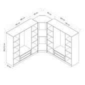 Minar Kale 190 9 Füme Cam Kapaklı 4Ç Köşe Dolap Beyaz Füme Cam thumbnail 8