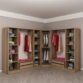 Minar Kale 190 8 Füme Cam Kapaklı 4Ç Köşe Dolap Dore Füme Cam thumbnail 5