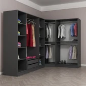 Minar Kale 190 7 Füme Cam Kapaklı 2Ç Köşe Dolap Antrasit Füme Cam thumbnail 6