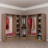 Minar Kale 190 7 Füme Cam Kapaklı 4Ç Köşe Dolap Dore Füme Cam thumbnail 5