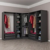 Minar Kale 190 7 Füme Cam Kapaklı 4Ç Köşe Dolap Antrasit Füme Cam thumbnail 5