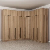 Minar Kaleplus190 8 Kapaklı 4 Çekmeceli Köşe Dolap Dore Dore Plus + Yüklük thumbnail 1