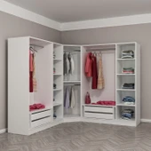 Minar Kale 190 7 Füme Cam Kapaklı 4Ç Köşe Dolap Beyaz Füme Cam thumbnail 5