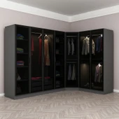 Minar Kale 190 7 Füme Cam Kapaklı 2Ç Köşe Dolap Antrasit Füme Cam thumbnail 3