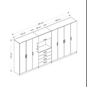 Minar Kale190 7 Kapaklı 4 Çekmeceli Tv Modüllü Dolap Beyaz thumbnail 8