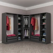 Minar Kale 190 7 Füme Cam Kapaklı 4Ç Köşe Dolap Antrasit Füme Cam thumbnail 6