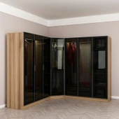 Minar Kale 190 7 Füme Cam Kapaklı 4Ç Köşe Dolap Dore Füme Cam thumbnail 3