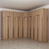 Minar Kaleplus190 9 Kapaklı 4 Çekmeceli Köşe Dolap Dore Dore Plus + Yüklük thumbnail 1