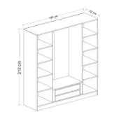 Minar Kale 190 4 Füme Cam Kapaklı 2Ç Dolap Dore Füme Cam thumbnail 8