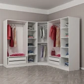 Minar Kale 190 7 Füme Cam Kapaklı 4Ç Köşe Dolap Beyaz Füme Cam thumbnail 6