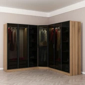 Minar Kale 190 7 Füme Cam Kapaklı 4Ç Köşe Dolap Dore Füme Cam thumbnail 1