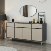 Minar Elina Ayaklı Konsol Aynalı Antrasıt-Kumtaşı thumbnail 1