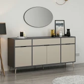 Minar Elina Ayaklı Konsol Aynalı Antrasıt-Kumtaşı thumbnail 4