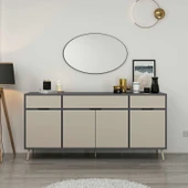 Minar Elina Ayaklı Konsol Aynalı Antrasıt-Kumtaşı thumbnail 2