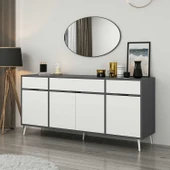 Minar Elina Ayaklı Konsol Aynalı Antrasıt-Beyaz thumbnail 1