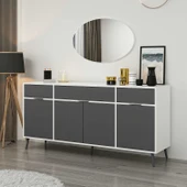 Minar Elina Ayaklı Konsol Aynalı Beyaz-Antrasıt thumbnail 1