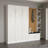 Minar Kale Dekor Panel 3 Kpk 1 Bölme Raf Port + Ayakkabılık Minderli Byz Eskitme Byz thumbnail 2