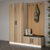 Minar Kale Dekor Panel 2 Kpk 2 Bölme Raf Port + Ayakkabılık Minderli Byz Dore - 3