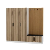 Minar Kale Dekor Panel 3 Kpk 1 Bölme Raf Port + Ayakkabılık Minderli Byz Dore - 6
