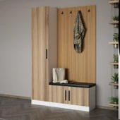 Minar Kale Dekor Panel 1 Kpk 1 Bölme Raf Port + Ayakkabılık Minderli Byz Dore thumbnail 3