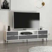 Minar Elina Ayaklı Tv Ünitesi Beyaz-Antr thumbnail 4