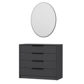 Minar Kale Luxe Soft 4Ç Mbrn Şifonyer Büyük Yuv.Ayna-Antrasit thumbnail 6