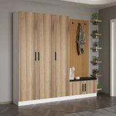 Minar Kale Dekor Panel 3 Kpk 1 Bölme Raf Port + Ayakkabılık Minderli Byz Dore - 2