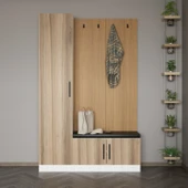 Minar Kale Dekor Panel 1 Kpk 1 Bölme Raf Port + Ayakkabılık Minderli Byz Dore thumbnail 1