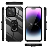 Samsung Galaxy Z Flip 4 Yüzüklü ve Kenarları Renkli Köşe Korumalı Mola Premium PC Silikon Kılıf Kırmızı - 4