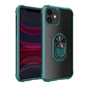 iPhone 11 Yüzüklü ve Kenarları Renkli Köşe Korumalı Mola Premium PC Silikon Kılıf Yeşil - 1