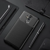 Huawei Mate 20 Lite Kılıf Karbon Desenli Şık Negro Premium Silikon Kapak Siyah - 1