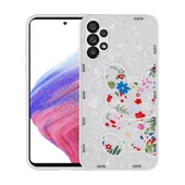 Samsung Galaxy A13 4G Kılıf Desenli Sert Silikon Mumila Kapak Beyaz Ayıcık - 1