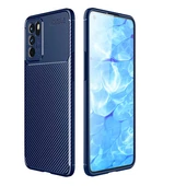 Oppo Reno 6 4G Kılıf Karbon Desenli Şık Negro Premium Silikon Kapak Lacivert - 1