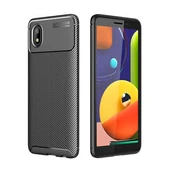 Samsung Galaxy A01 Core Kılıf Karbon Desenli Şık Negro Premium Silikon Kapak Siyah - 1