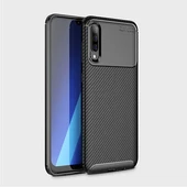 Samsung Galaxy A30S Kılıf Karbon Desenli Şık Negro Premium Silikon Kapak Siyah - 1