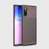 Samsung Galaxy Note 10 Kılıf Karbon Desenli Şık Negro Premium Silikon Kapak Kahverengi - 1