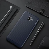 Samsung Galaxy J6 Plus Kılıf Karbon Desenli Şık Negro Premium Silikon Kapak Lacivert - 1