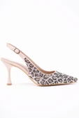 Muggo MİDNİGHT Kadın Sivri Burun Leopar Detaylı Arkası Açık Günlük Klasik Topuklu Abiye Ayakkabı - 10