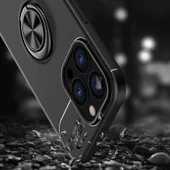 Samsung Galaxy M12 Ultra Koruma Sağlayan Stant Özellikli Yüzüklü Ravel Silikon Kılıf Siyah Rose - 5